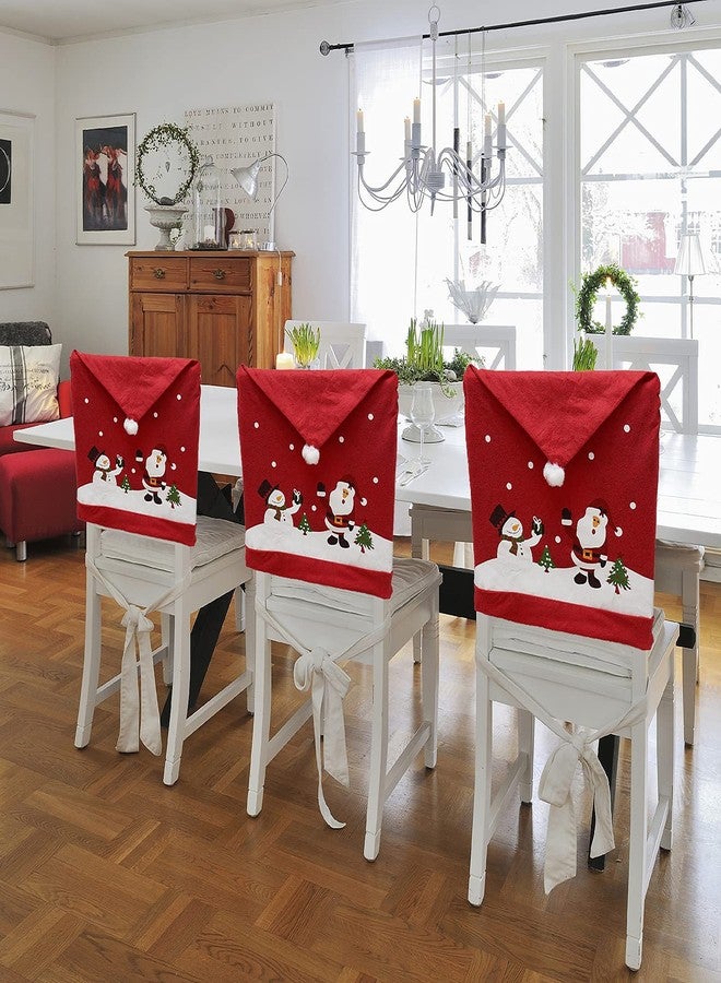 Phedrew 6Pcs Christmas Chair Covers Xmas Dining Chair Slipcovers Santa Hat Chair Back Covers for Christmas Banquet Holiday Festival Decor - Image 5